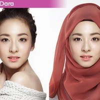 Mantan personel girl band 2NE1, Sandara Park kini telah berhijab. Tapi, fotonya ini adalah hasil editan dan kreativitas dari penggemar K-Pop belaka. Foto: Blog doubleddodewii