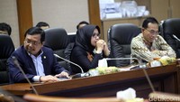 Ketua Komisi VII Gus Irawan Pasaribu (kanan) yang didampingi Herman Khaeron dan Ani Maulani Saragih membuka rapat.