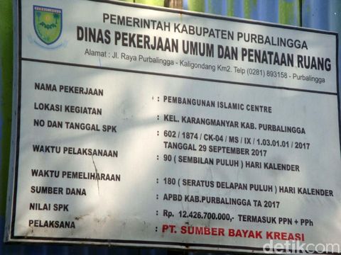 Ini Proyek Islamic Center 'Pengantar' Bupati Purbalingga ke KPK