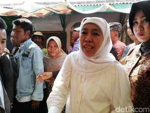 Khofifah Temukan Kelangkaan Daging dan Telur Ayam di Pasar Wonorejo