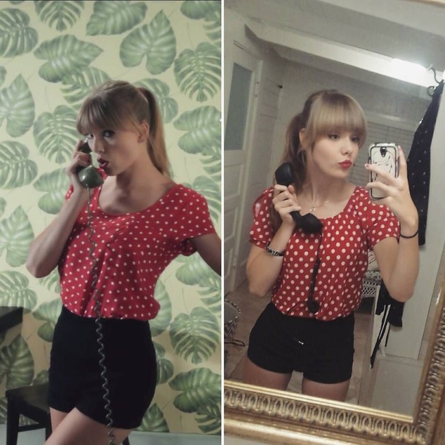 Busana tersebut membuatku lebih percaya diri. Bukan hanya karena aku terlihat seperti Taylor. Bukan itu tujuan utamaku. Aku hanya suka membuatnya dan aku terlihat fierce, ujar Lotte. Foto: Instagram/@teatimetay13