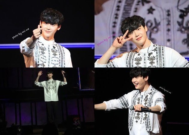 Saat fan meeting di Jepang Lee Jong Suk terlihat mengenakan busana yang menyerupai baju koko. Foto: Istimewa