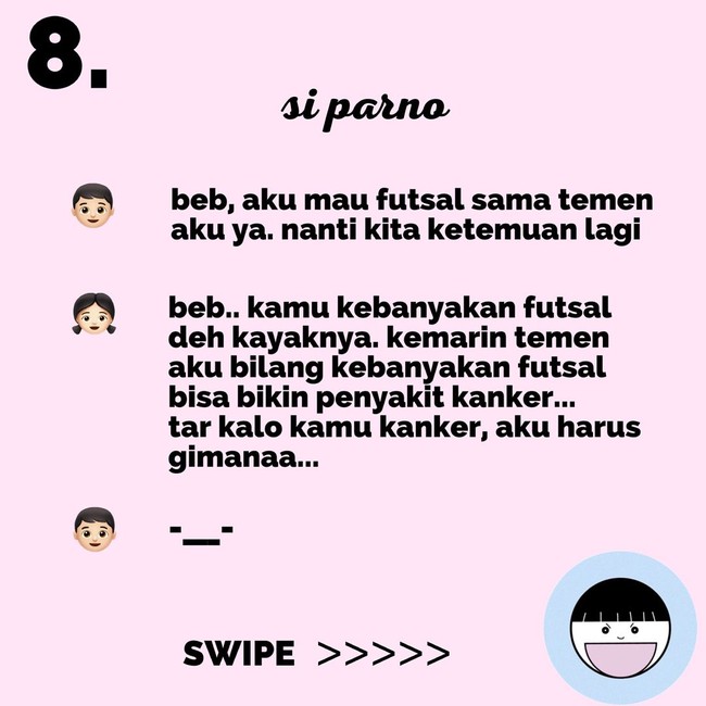 Perhatian sih boleh saja, tapi kalau terlalu perhatian seperti ini, si dia termasuk tipe parno. Foto: Instagram @koplak.ngakak