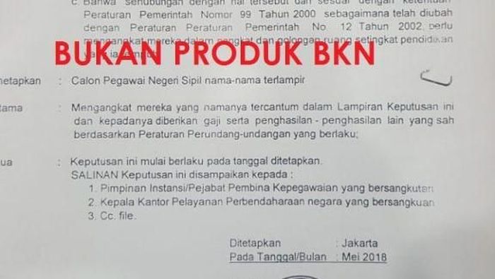Awas Surat Palsu Pengangkatan CPNS Kembali Beredar