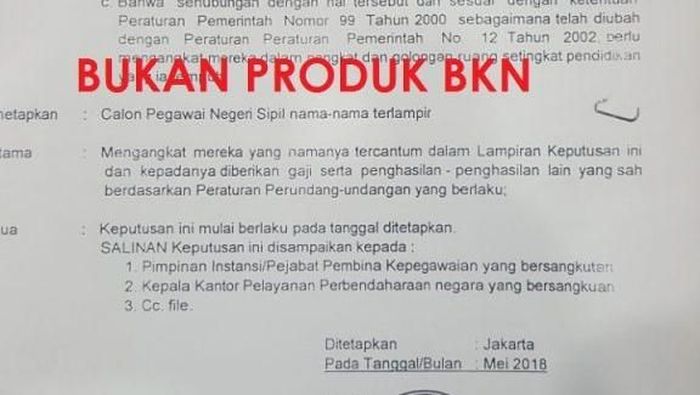 Awas Surat Palsu Pengangkatan Cpns Kembali Beredar