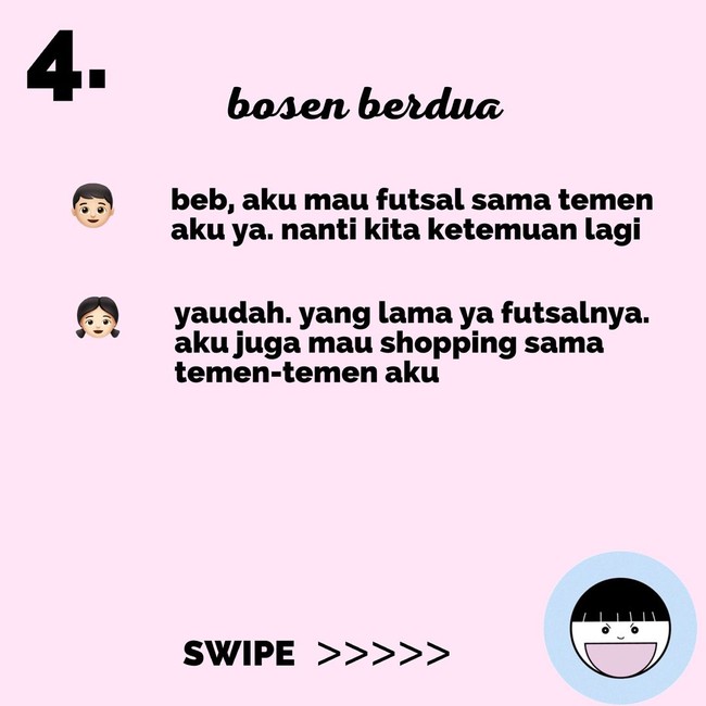 Ketika pasanganmu bosa jika terus berduaan bersamamu. Foto: Instagram @koplak.ngakak