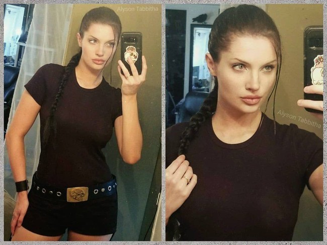 Saat Alyson cosplay jadi Angelina Jolie di film Tomb Raider. Sangat mirip ya? Foto: Instagram