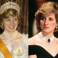 Safir biru menjadi batu favorit Putri Diana yang sudah melekat dengannya. Di sebelah kiri, Putri dari Wales itu mengenakan batu safir sebagai bros untuk acara kerajaan yang formal tahun 1982. Batu yang sama lalu kini dijadikan sebagai kalung tahun 1986. Foto: Ist.