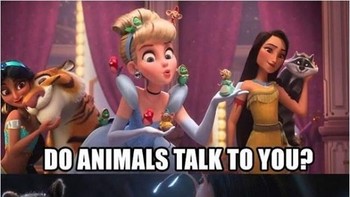 Cinderella dikenal akrab dan sering berbicara dengan hewan, sama dengan Thor saat diselamatkan sejumlah hewan di film Avengers: Infinity War. Foto: Instagram @9GAG