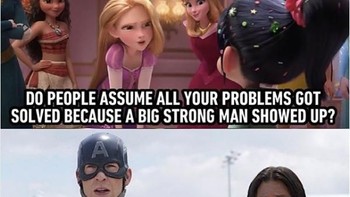 Bucky juga kerap menjadikan Captain Amerika sebagai tempatnya bersandar. Foto: Instagram @9GAG