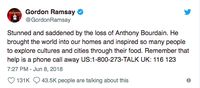 6 Chef Ternama di Dunia Ungkapkan Duka Kepergian Anthony Bourdain