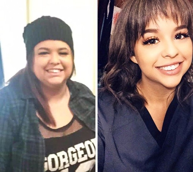 Gambar berikut seperti menampilkan dua orang wanita yang berbeda. Padahal keduanya adalah wanita yang sama dengan perbedaaan berat badan 40 kg. Foto: needsmusictosurvive/reddit.com