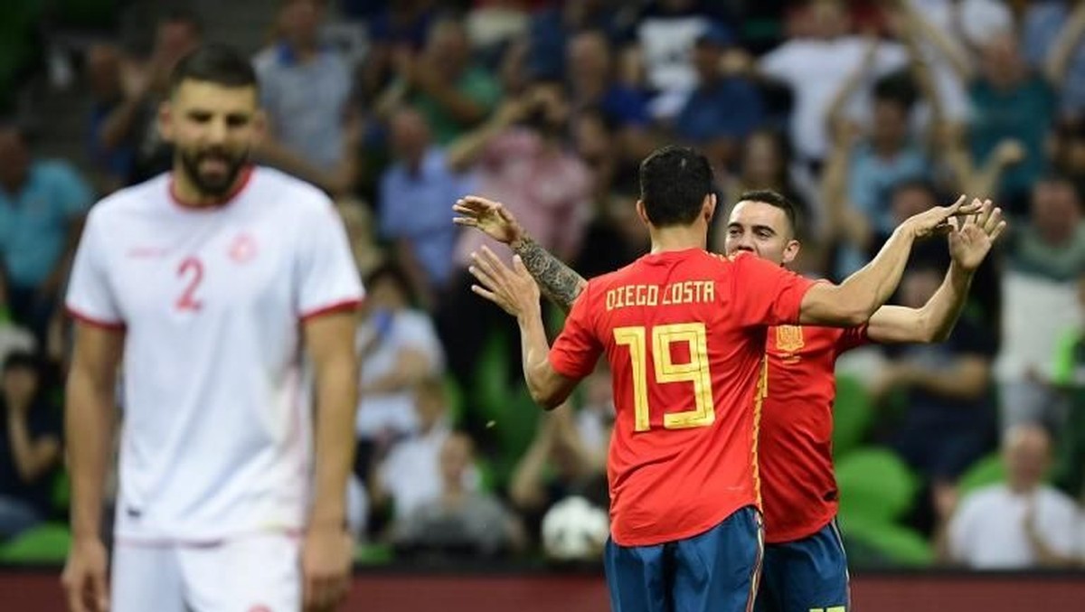 Spanyol menang 1-0 atas Tunisia. (Foto: PIERRE-PHILIPPE MARCOU/AFP)
