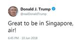 Trump Tiba di Singapura Jelang Pertemuan dengan Kim Jong Un