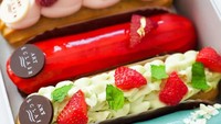 Buah-buahan juga dijadikan topping eclair. Kali ini yang digunakan adalah strawberry dan raspberry segar. Foto: instagram @eclair_littleartwork