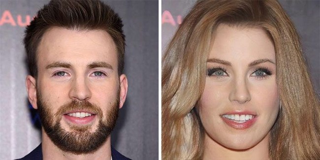 Sebagai pria, wajah Chris Evans memang memesona. Pun ketika menjadi wanita. Foto: Dok. FaceApp
