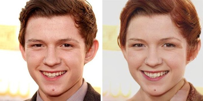 Versi wanita Tom Holland si Spiderman tidak jauh berbeda dengan versi aslinya. Sama-sama imut dan menggemaskan. Foto: Dok. FaceApp