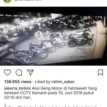 Aksi geng motor di Fatmawati terekam CCTV