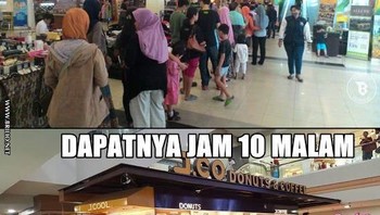 Rela antri demi sebuah donat diskonan. (Foto: Internet)