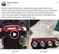 Permintaan Maaf Pemilik Motor yang Menyilaukan. 