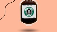 Bukan berisi darah, kantung donor ini berisi asupan kopi pekat dari Starbucks. Wah, cocok nih untuk para penggemar berat kopi setiap harinya. Foto: Instagram @alessiofdesign
