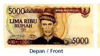 Uang kertas pecahan Rp 5.000/TE 1986. Istimewa/Dok. Bank Indonesia.