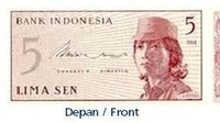 Uang kertas pecahan Rp 0,05/TE 1964. Istimewa/Dok. Bank Indonesia.