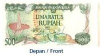 Uang kertas pecahan Rp 500/TE1982. Istimewa/Dok. Bank Indonesia.