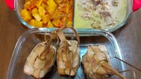 Wah, jamuan Lebaran di rumah @bhayushanty dijamin nikmat nih. Lihat aja ketupatnya sudah siap ditemani sambal goreng kentang dan opor ayam yang sedap. Foto: Instagram