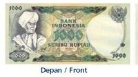 Uang kertas pecahan Rp 1.000/TE 1975. Istimewa/Dok. Bank Indonesia.
