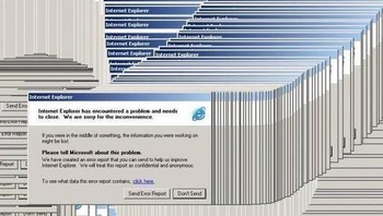 Kadang di Windows versi lama, Internet Explorer tiba tiba bertumpuk-tumpuk seperti ini dan pengguna hanya bisa pasrah. Foto: Istimewa