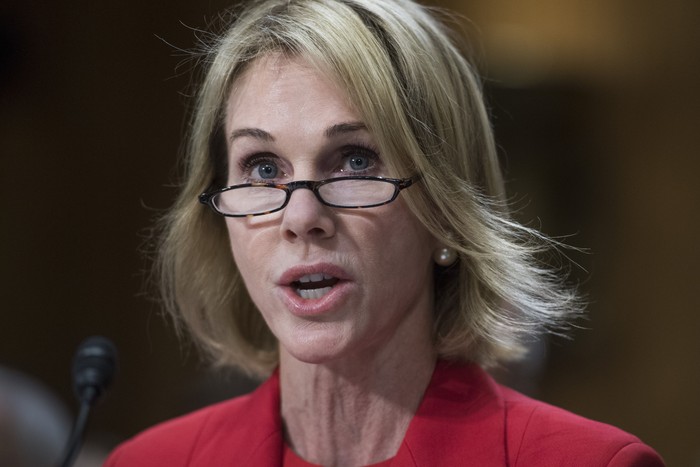 UNITED STATES - JULY 20: Kelly Knight Craft, nominee to be ambassador to Canada, attends her Senate Foreign Relations Committee confirmation hearing in Dirksen Building on July 20, 2017. (Photo By Tom Williams/CQ Roll Call)