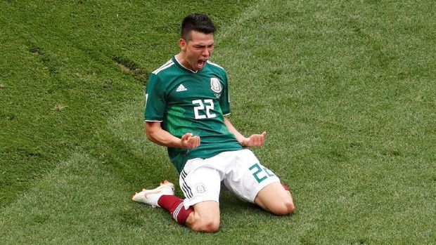 Hirving Lozano ketika merayakan gol ke gawang Jerman.