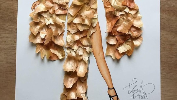 Keren! Seniman Ini Bikin Gambar Model yang Pakai Gaun Makanan