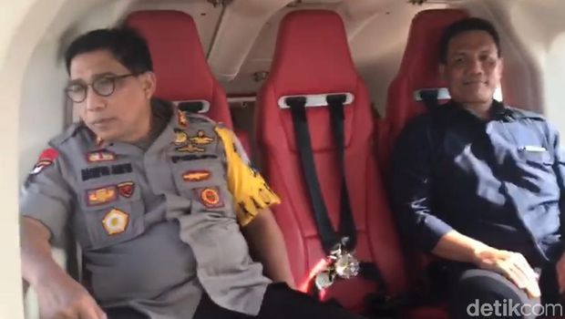 Kapolda Jatim pantau jalur lalu lintas dari udara/