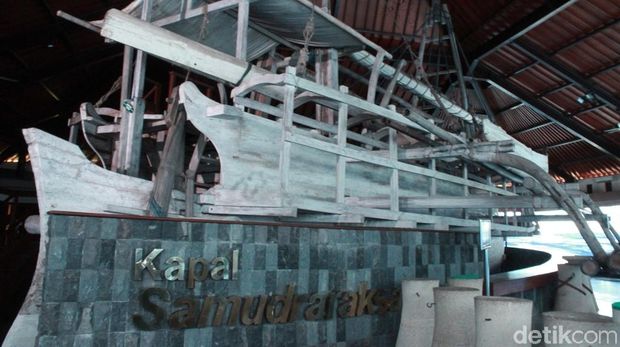 Kapal Samudraraksa yang terinspirasi dari relief di Candi Borobudur (Pertiwi/detikTravel)