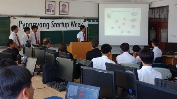Students of Pyongyang University of Science and Technology (PUST) attend a class at PUST in Pyongyang, North Korea, in this undated picture provided by Yu-Taik Chon, president of Pyongyang University of Science and Technology (PUST) on June 18, 2018.    Yu-Taik Chon/Handout via REUTERS   ATTENTION EDITORS - THIS IMAGE HAS BEEN SUPPLIED BY A THIRD PARTY. SOUTH KOREA OUT. NO RESALES. NO ARCHIVE.
