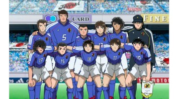 Kalau di sini, skuat Jepang digambarkan sebagai tim Tsubasa. Foto: istimewa