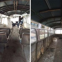 Perlu tiga tahun bagi Jessie untuk memodifikasi bus tua tersebut jadi rumah yang layak huni.  Foto: Dok. Bored Panda