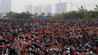 Sepeda-sepeda ini awalnya bertujuan untuk membantu mengurangi tingkat polusi di Shanghai. REUTERS/Aly Song.
