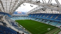 Stadium Fisht di Kota Sochi menjadi aksi bisu dari aksi gol Hat-trick Cristiano Ronaldo ke gawang Spanyol (AFP)