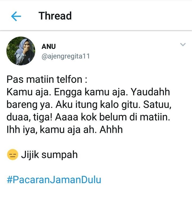 Antara kamu dan dia sama-sama tak ada yang ingin mematikan telepon. Foto: Twitter