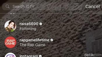 Pengguna juga bisa mencari akun melalui pilihan search. Terlihat akun yang memiliki IGTV masih belum banyak, di mana yang sudah ada, yaitu Raisa Andriana, Selena Gomez, Amanda Cerny, Bena Kribo, hingga John Mayer. Foto: detikINET/Agus Tri Haryanto