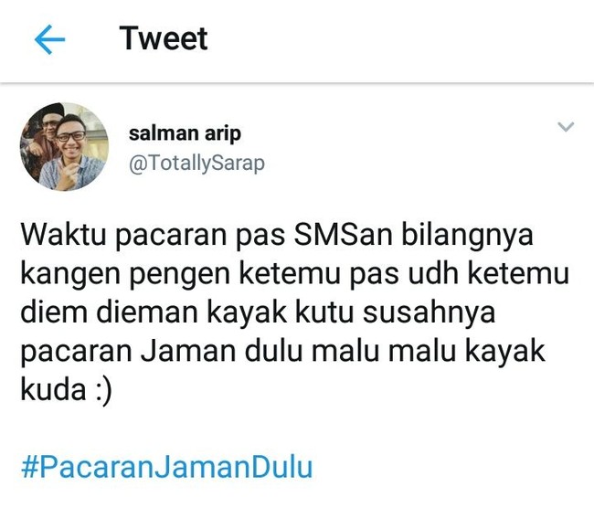 Pacaran zaman dulu yang masih malu-malu. Foto: Twitter