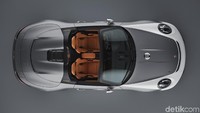 Penampilan mobil jika dilihat dari atas. Warna-warnanya cukup kontras ya? Antara kursi, kaca dan bodinya. Foto: Porsche