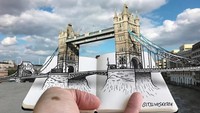 Ia menggabungkan hasil sketsa dengan teknik fotografi. Dok. Instagram/citylivesketch