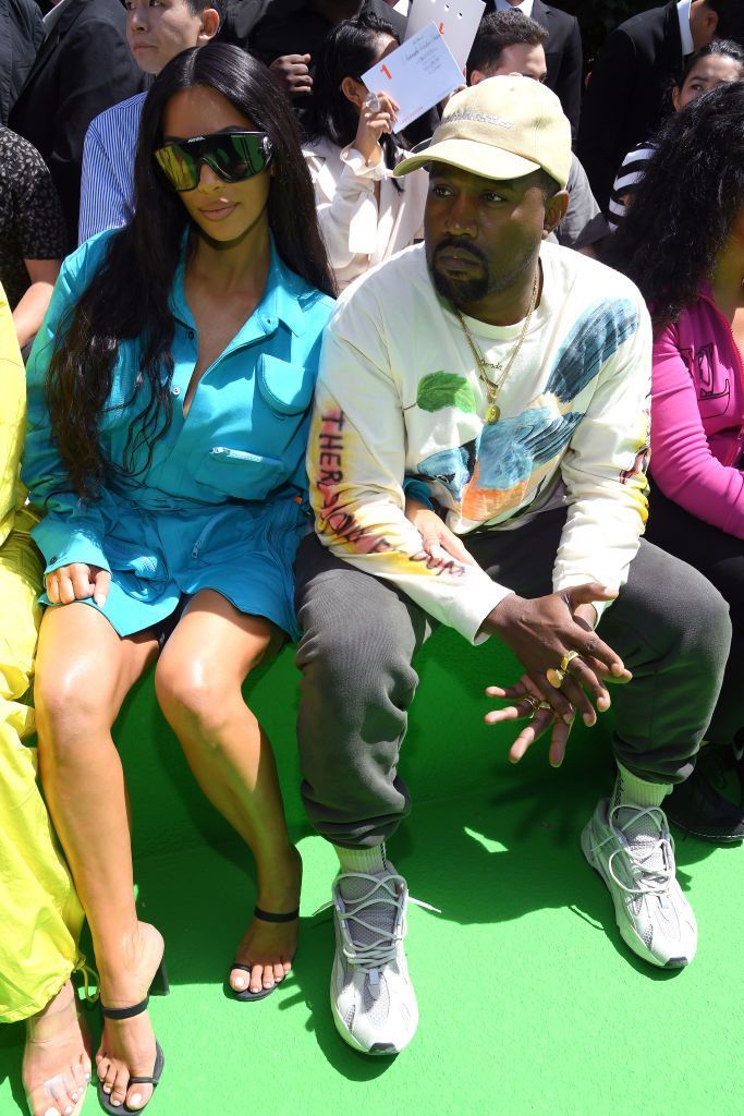 PARIS, FRANCE - JUNE 21: Kim Kardashian and Kanye West attend the Louis Vuitton Menswear Spring/Summer 2019 show as part of Paris Fashion Week on June 21, 2018 in Paris, France.  (Photo by Pascal Le Segretain/Getty Images)