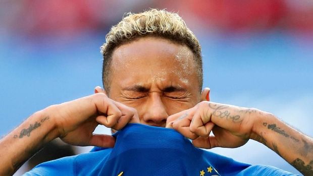 Neymar kerap tampil emosional di Piala Dunia 2018. 