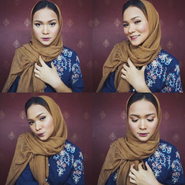Dinda Shafay sering memakai pashmina berbahan sifon atau viscose yang dikenakan tanpa ciput. Dinda bahkan merilis bisnis jilbab shawl yang sering ia kenakan tersebut. Foto: Instagram/DindaShafay