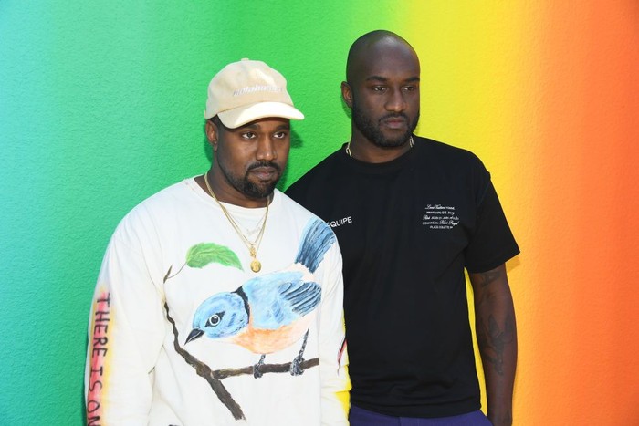 PARIS, FRANCE - JUNE 21: Kanye West and Virgil Abloh after the Louis Vuitton Menswear Spring/Summer 2019 show as part of Paris Fashion Week on June 21, 2018 in Paris, France.  (Photo by Pascal Le Segretain/Getty Images)